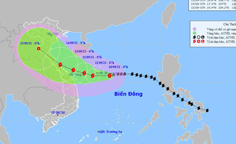 Bão số 5 tăng cấp, hướng vào vùng biển từ Quảng Trị đến Quảng Ngãi